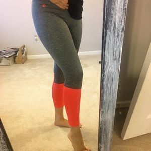 Grey & Neon Orange fitness Leggings